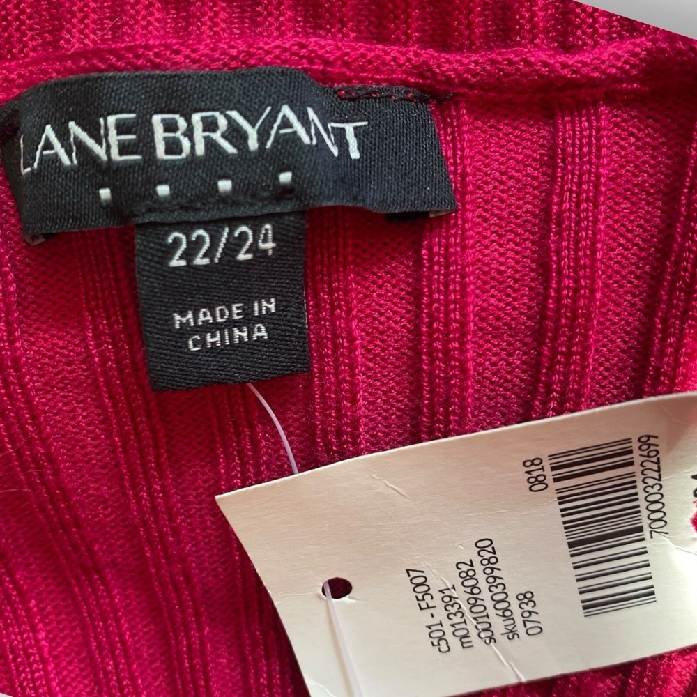 Lane Bryant Womens Size 22 / 24 Cardigan Sweater Lightweight Ribbed Pink Stretch - Picture 8 of 8
